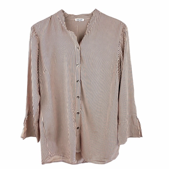 SPLENDID Pink Stripe Silky Button Down Medium - Picture 3 of 7